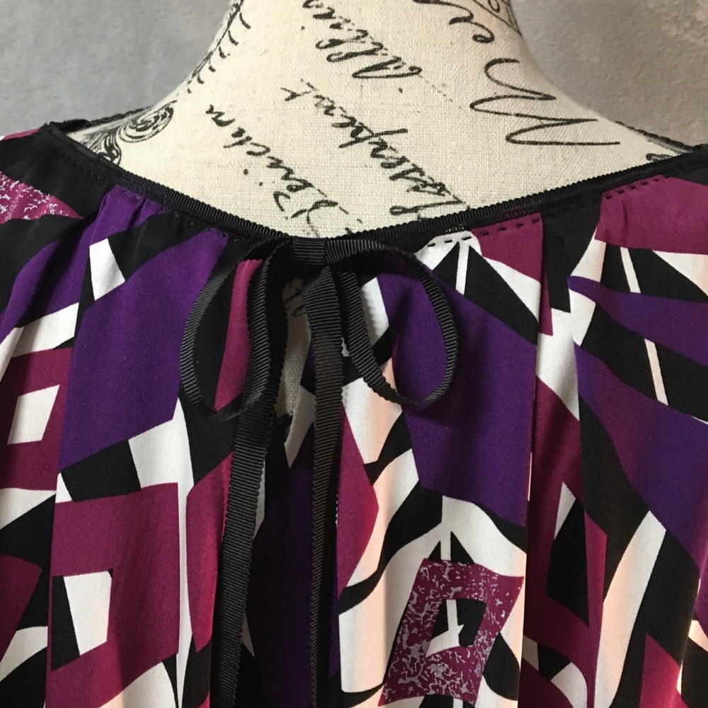 Elie Tahari Silk Tunic Dress Purple Black Medium - Picture 6 of 8